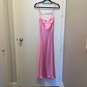 Zara Pink Satin Effect Cut Out Dress